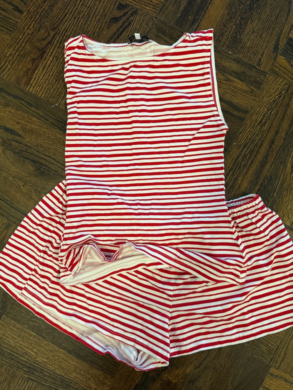 WeWoreWhat Red and White Striped Women's Set (shirt and short)